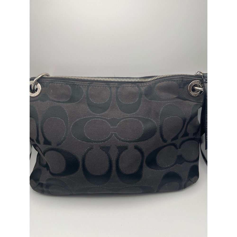 Coach Signature C Black Jacquard Patent Leather Shoulder Bag 18980 Mens - Picture 3 of 10